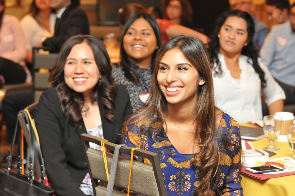 students at an alumni event