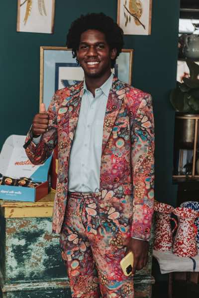 man in a colorful suit