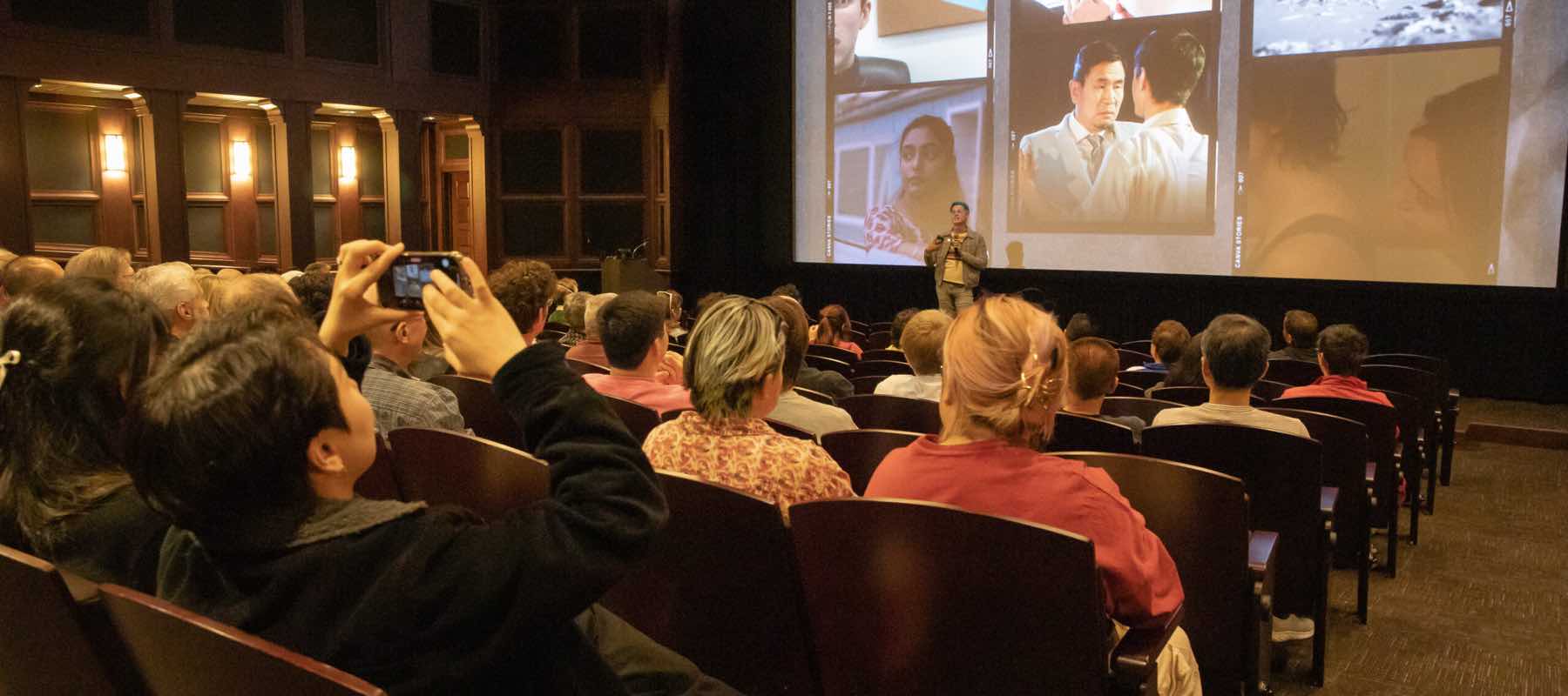 audience watches the screen at the Lambda Don Thompson Film Festival in February 2024