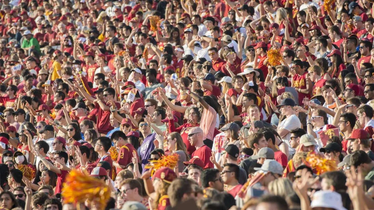 crowd watching a USC football game