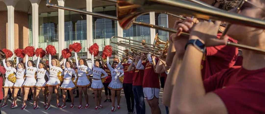 rally with the Trojan Marching Band