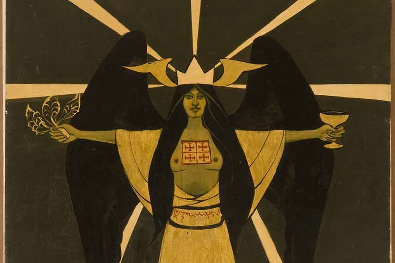 "Cameron, Holy Guardian Angel According to Aleister Crowley," 1966. Casein and gold lacquer on board. Photograph by Alan Shaffer. Courtesy of the Cameron Parsons Foundation, Santa Monica.